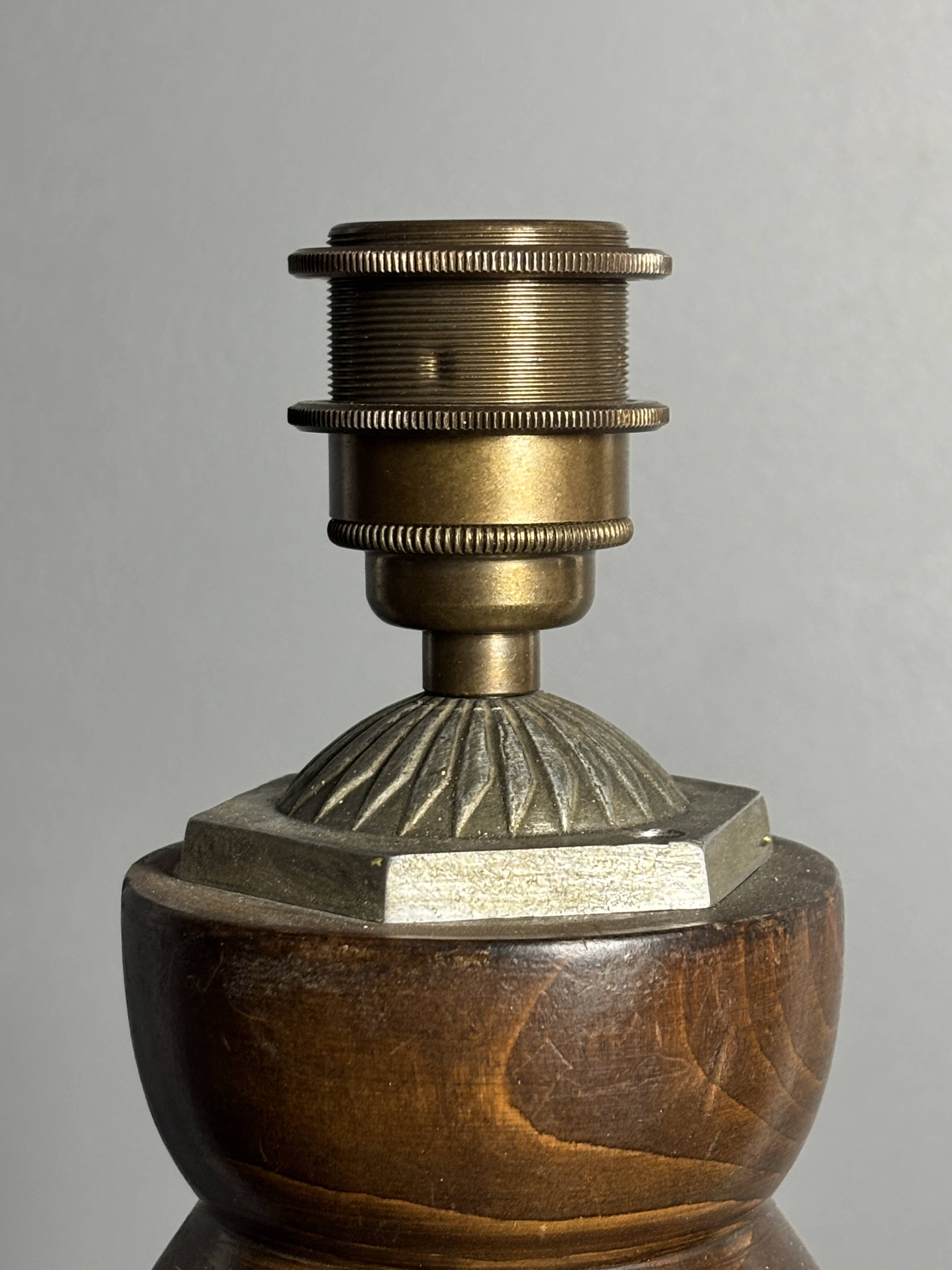 Brutalist midcentury wood turned cocoon floor lamp