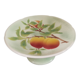 Compotier pattern peaches in Slip Diameter 25cm