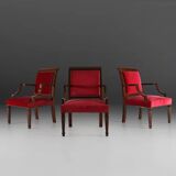 Empire‑Style Armchairs in Wood and Red Velvet, Belgium ca. 195