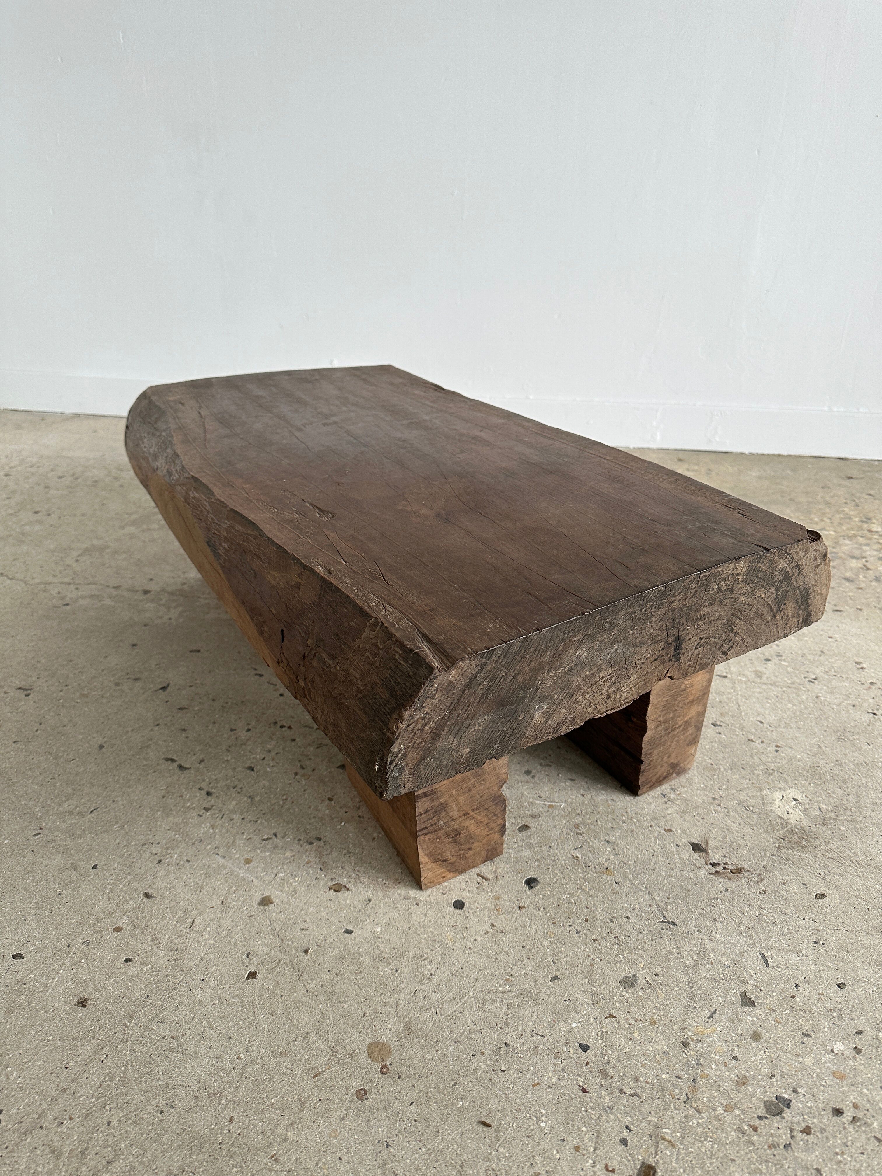 Asian solid wood quadripod brutalist coffee table H30 L81 l42