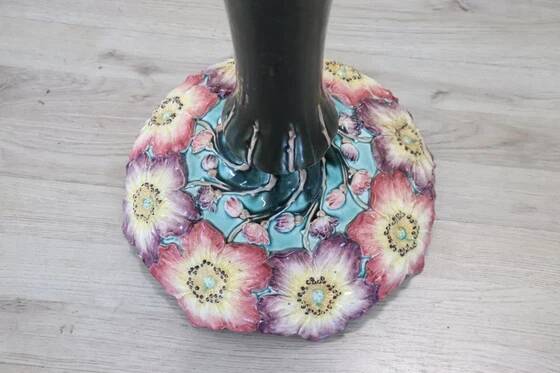 Art Nouveau ceramic vase with column, Italy early 20th century