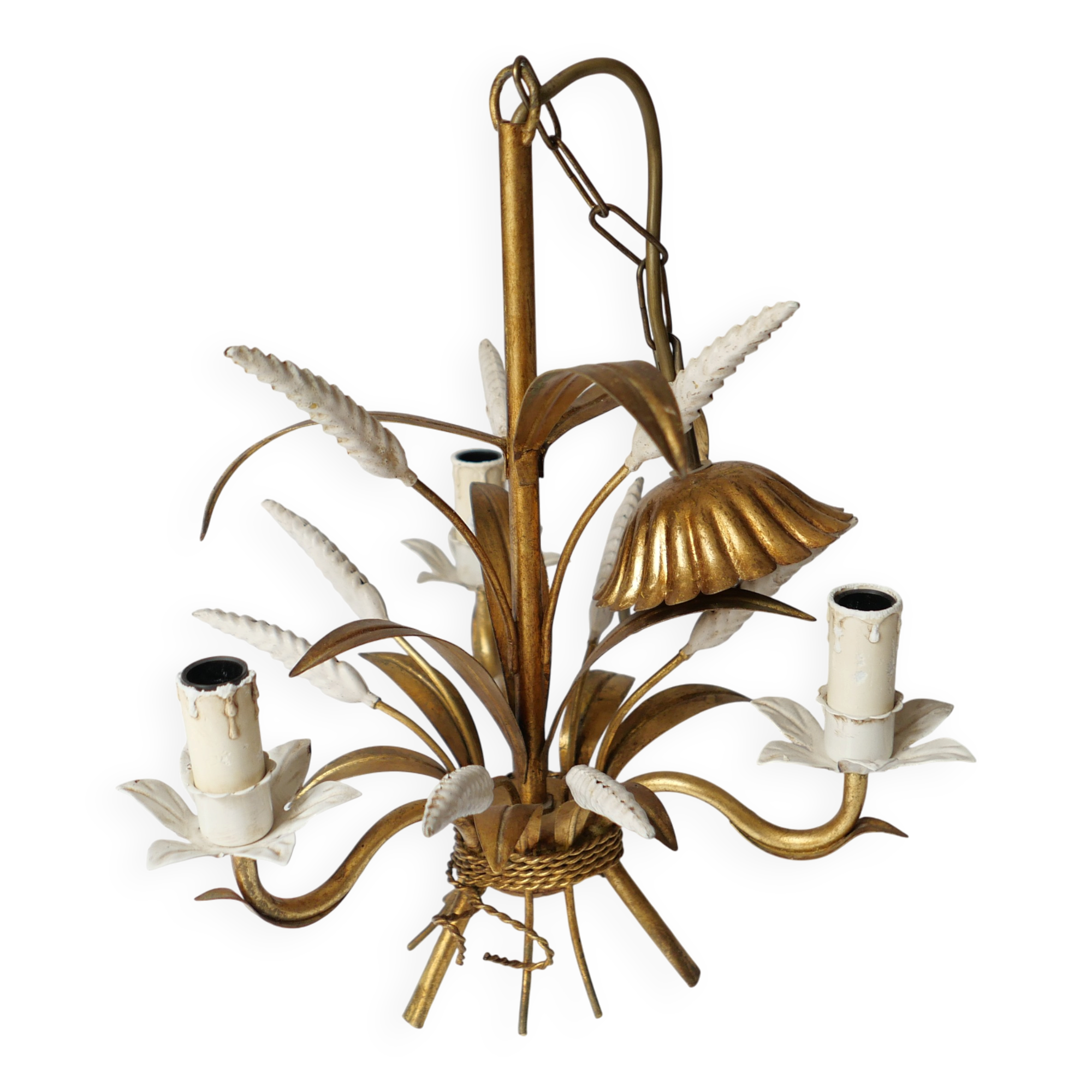 lampe lustre en metal vintage Kogl Hans design 1970 épis de blé