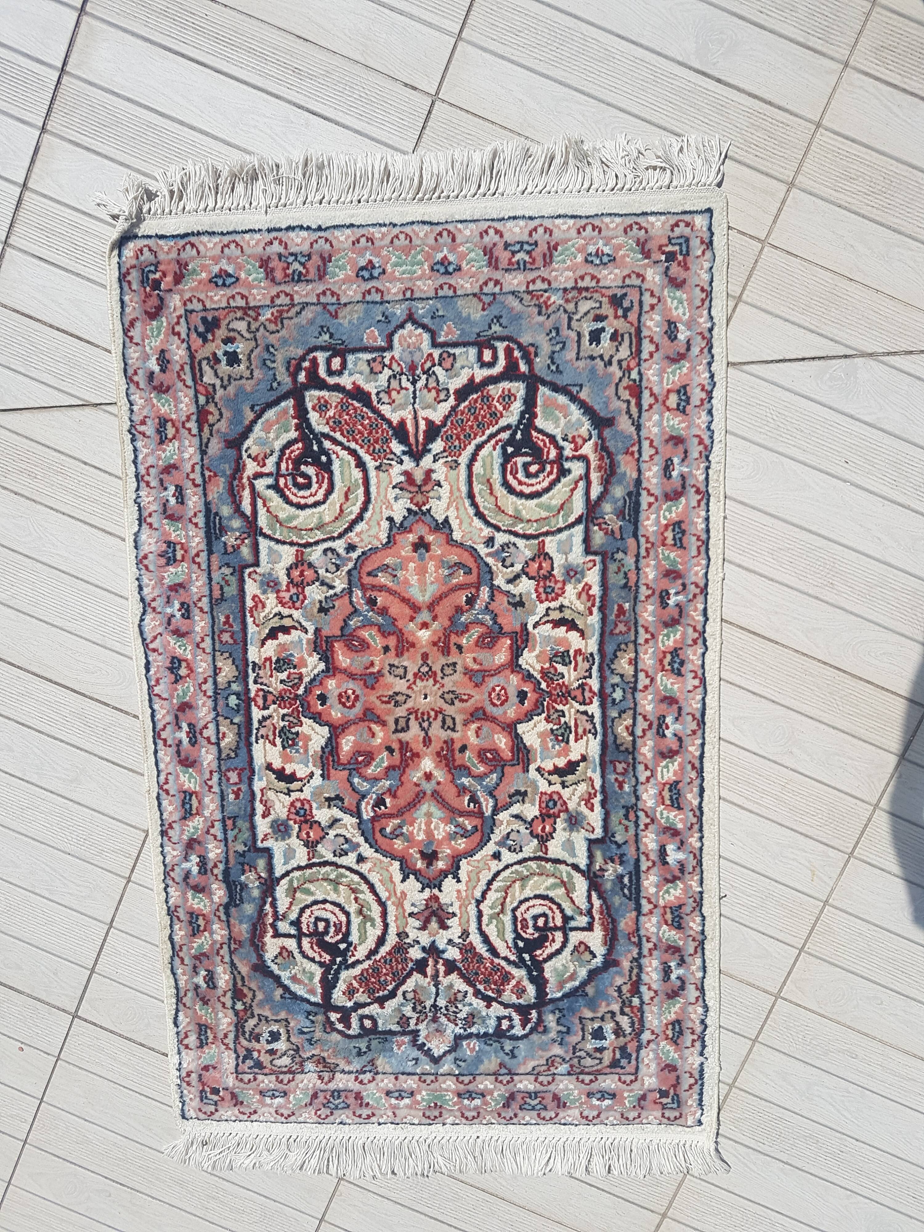 Iranian silk carpet handmade 76x131cm