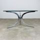 Table basse ronde chrome et verre années 70