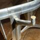 Vintage Round Dining Table in Brushed Aluminum & Beveled Glass, 1970s