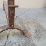 Paire de chenets landiers en fer forgé de cheminée ancien 19ème