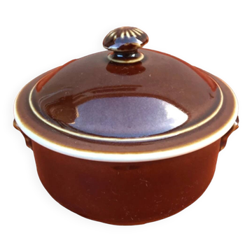 Ancienne terrine céramique émaillée marron