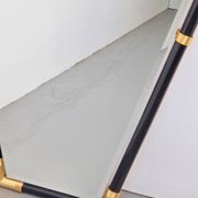 Modern Black Lacquer Metal Triangle Mirror, 1970s