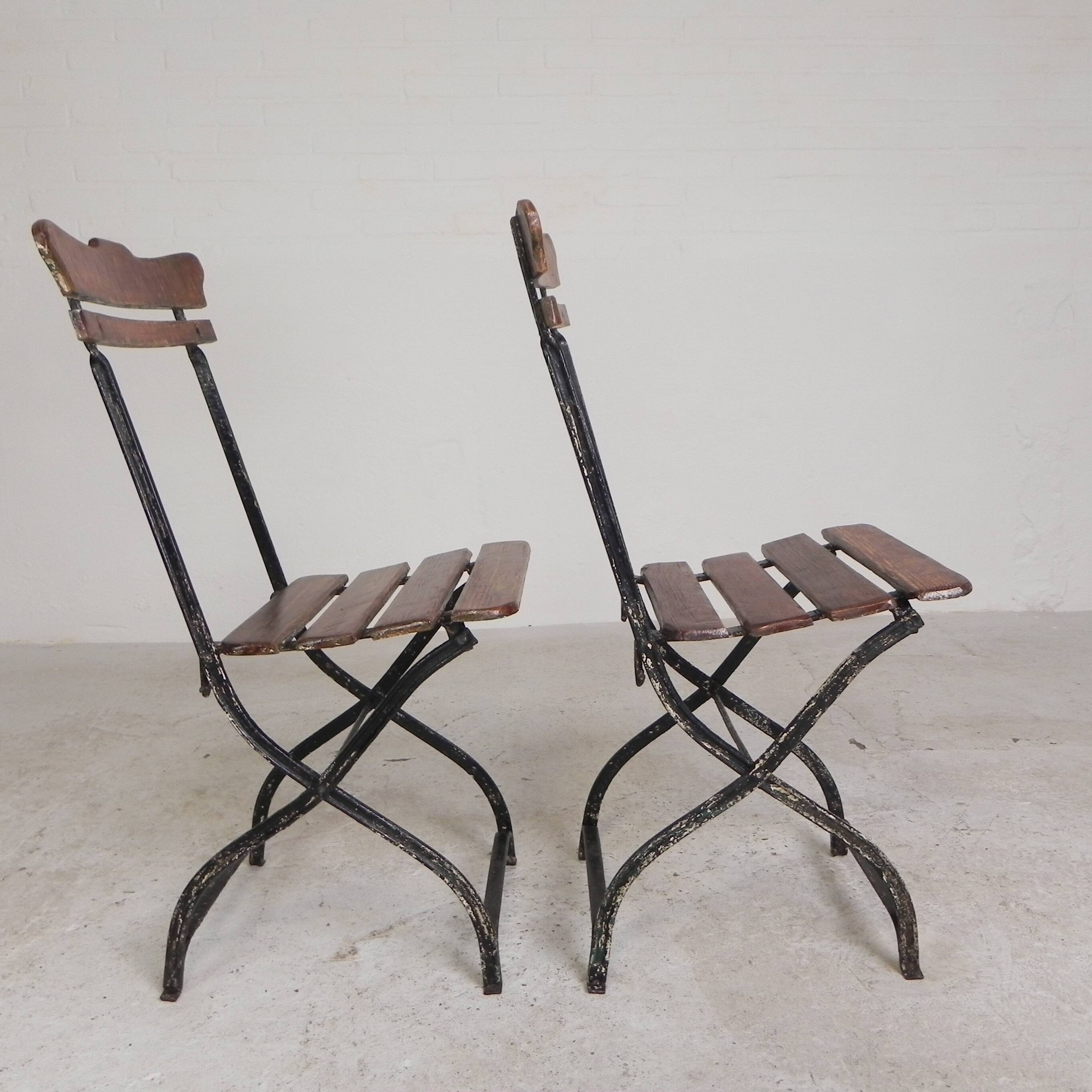 Set of 2 folding chairs, garden chairs, 1930s