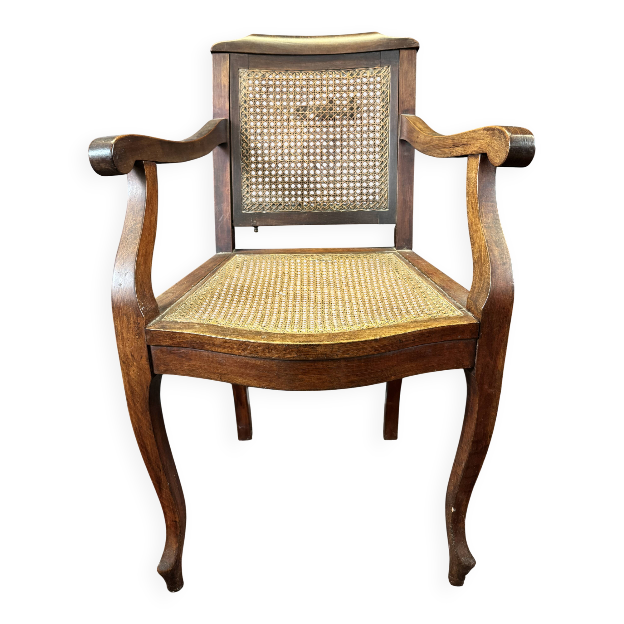 Caned hairdresser/barber chair – adjustable backrest