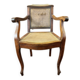 Caned hairdresser/barber chair – adjustable backrest