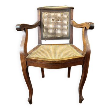 Caned hairdresser/barber chair – adjustable backrest