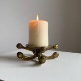 Vintage Brutalist Bronze Candle Holder