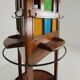 Porte-manteau / porte-parapluies Art Déco en chêne unique – Design obélisque des années 1920 avec vitrail