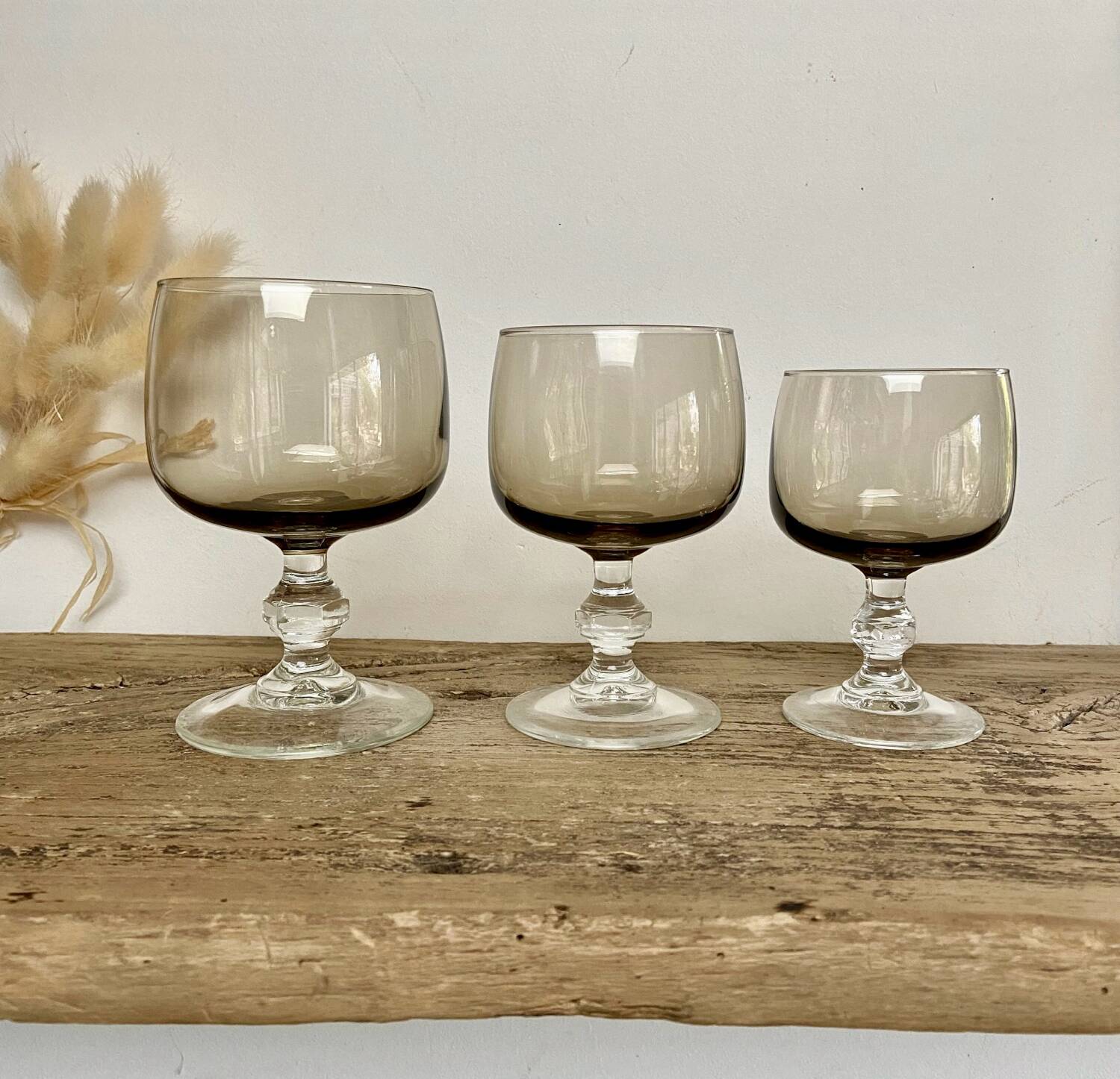 6 smoked glasses
