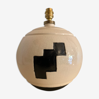 Art Deco ball lamp foot, cracked ceramics, Charles Harva