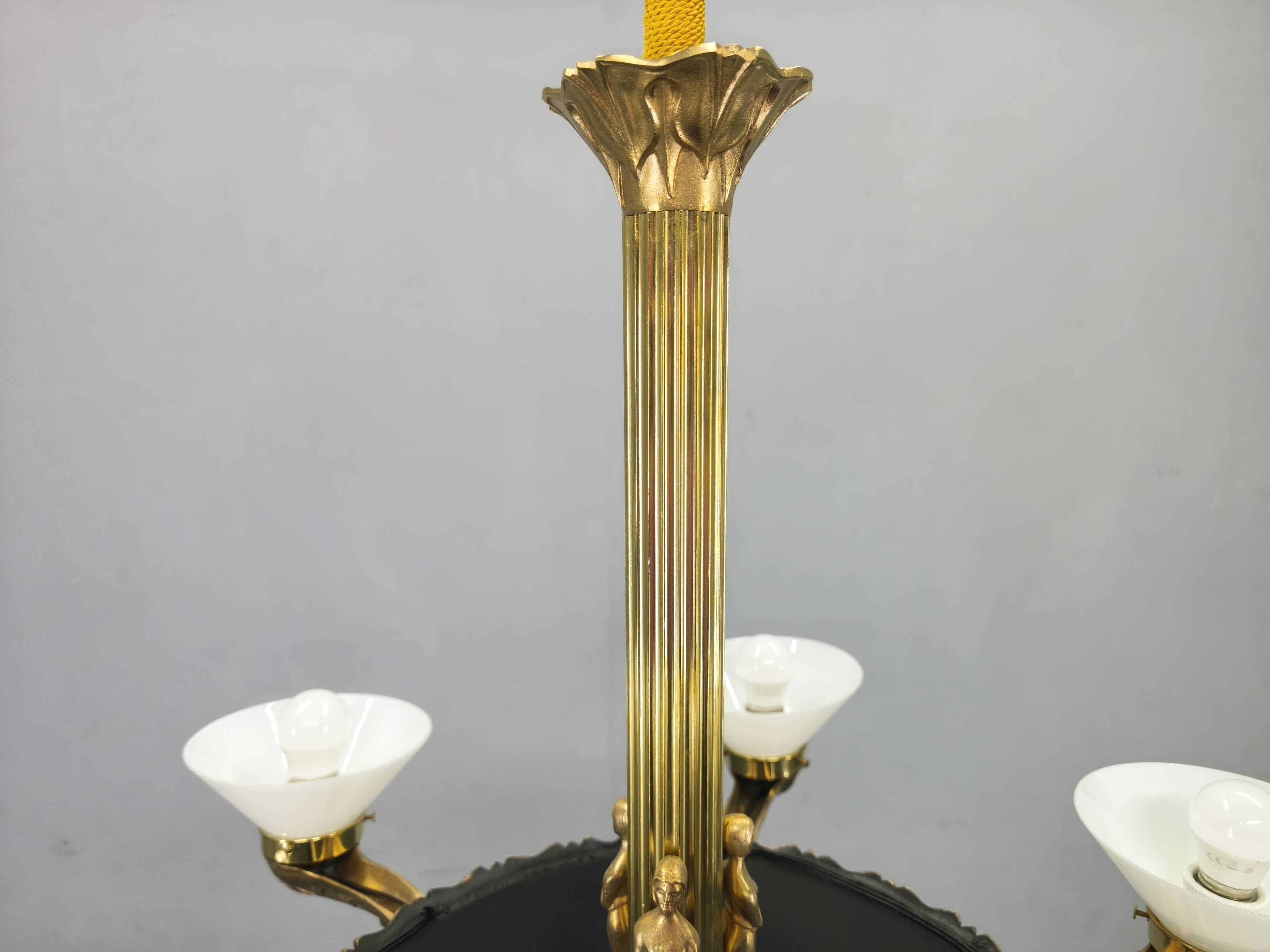 Art Deco chandelier with glass shade, Czechoslovakia, 1930s