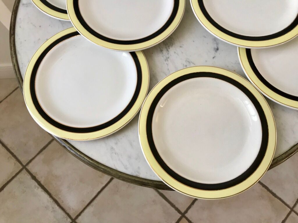 Set of 9 dessert plates salins "texas" 50s