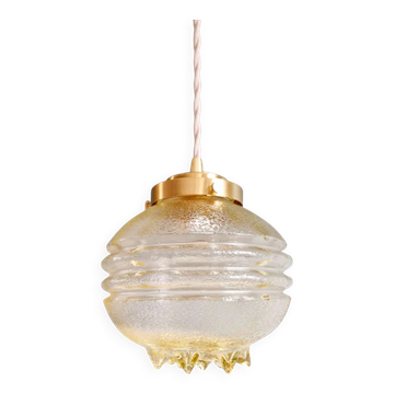 Suspension Space Age en verre transparent jaune, 1970 (10 disponibles)