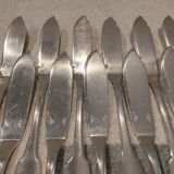 12 fish cutlery sets, 24 pieces, silver-plated metal, Christofle Cluny silversmith