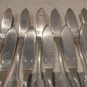 12 fish cutlery sets, 24 pieces, silver-plated metal, Christofle Cluny silversmith