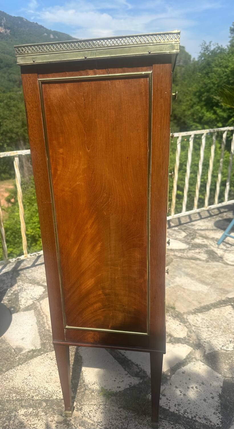 Mahogany and burl chest of drawers, 19th century