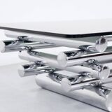 Midcentury 1970s Italian Stacked Chrome Coffee Table
