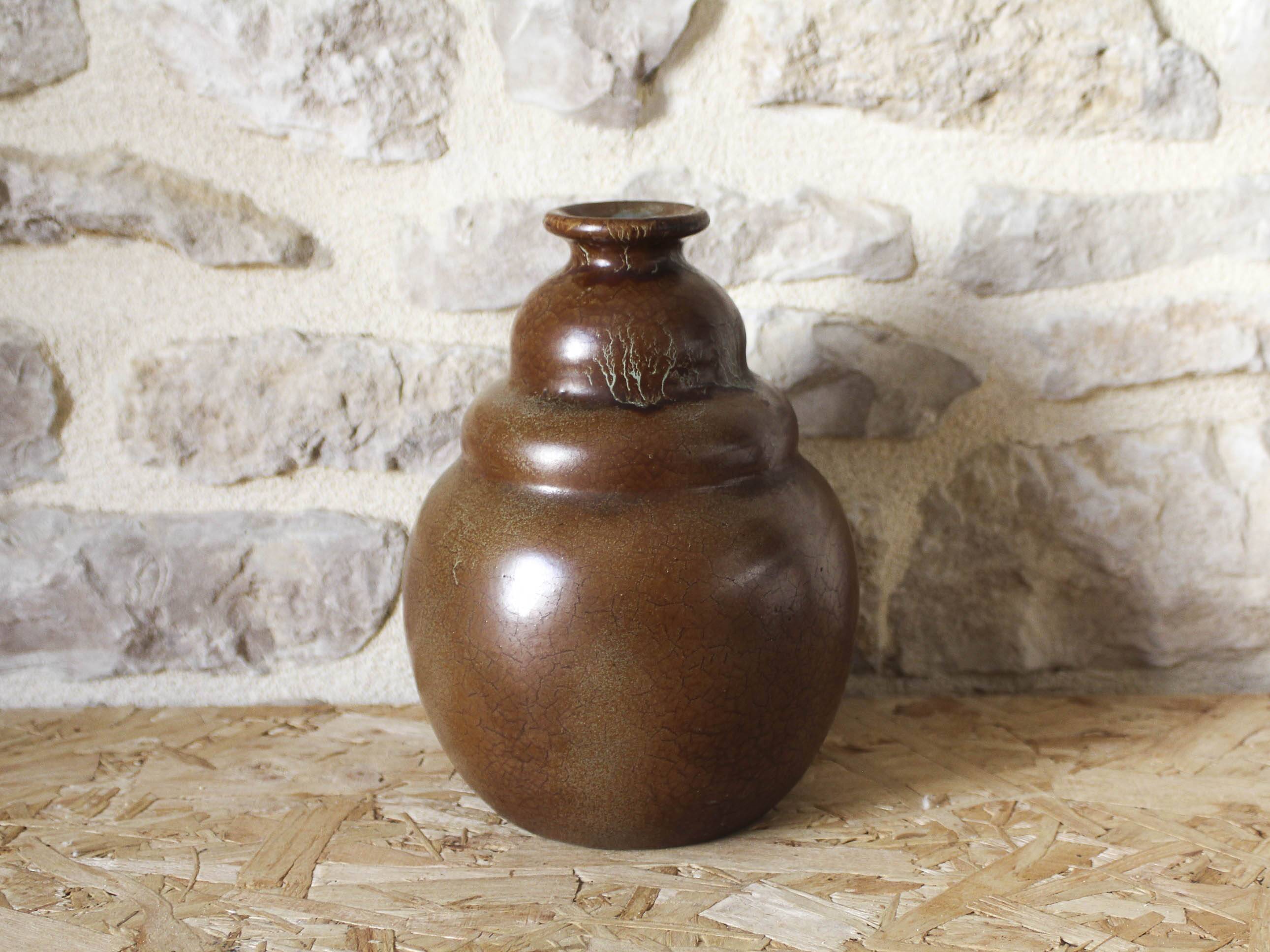 Coloquinte Vase Bordeaux Art Ceramics