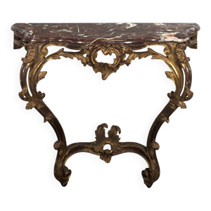 Console Louis XV en bois - dessus marbre
