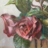 Old pastel bouquet of flowers framed in art nouveau style
