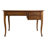 Flat desk in Louis XV style, warm-toned wood, 3 drawers.