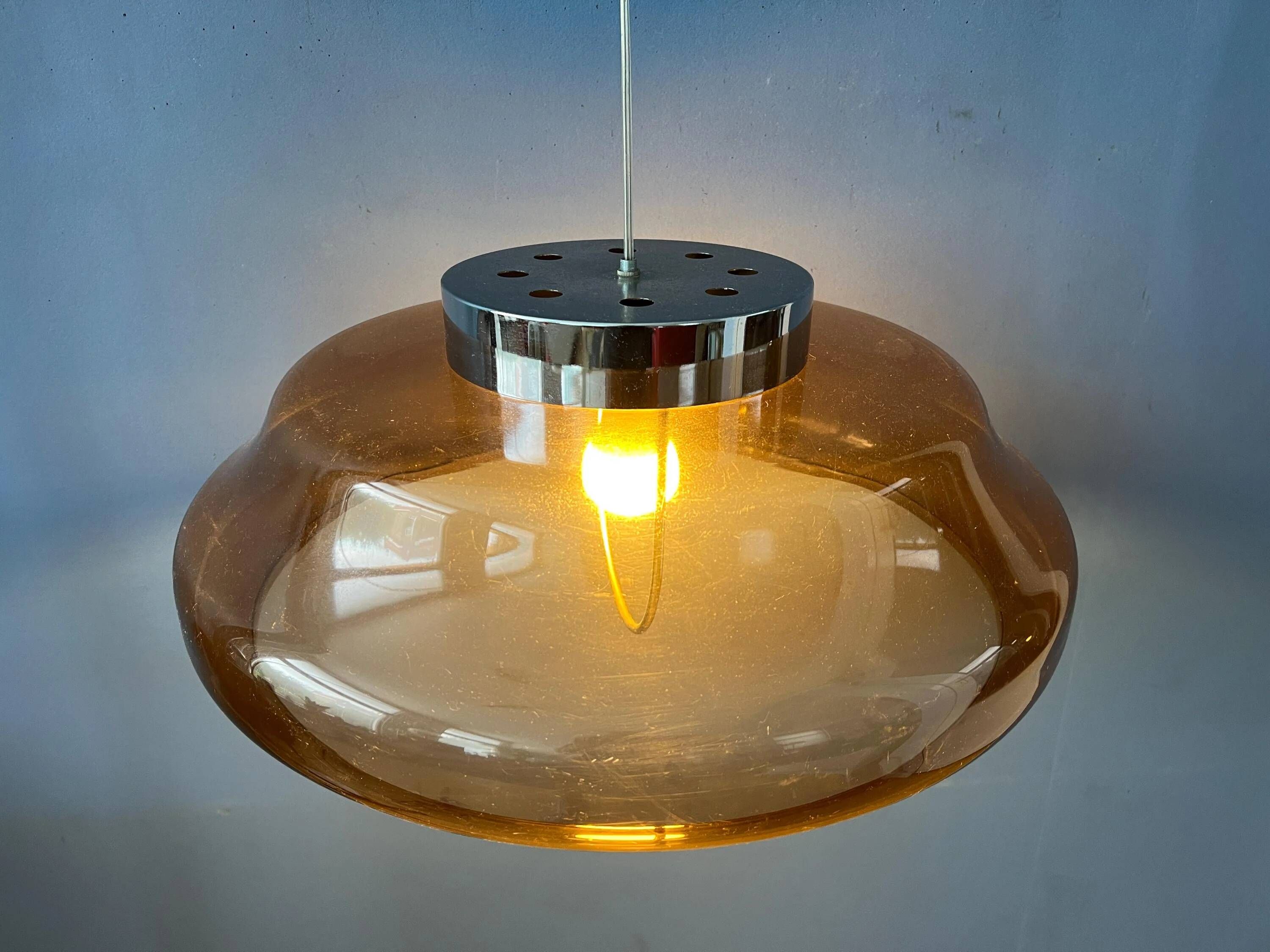 Suspension Space Age UFO en plexiglas orange/marron