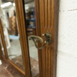 Vestiaire Napoléon III en noyer fin 19e, 3 miroirs, marbre, 8 patères