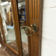 Napoleon III style walnut wardrobe, late 19th century, 3 mirrors, marble top, 8 coat hooks