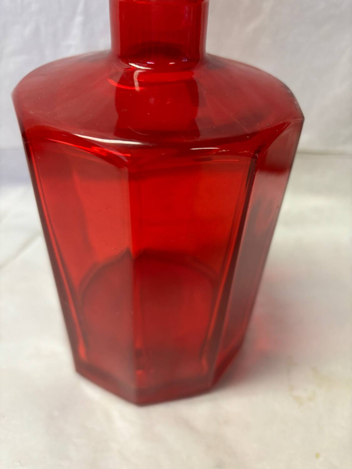 Red glass carafe