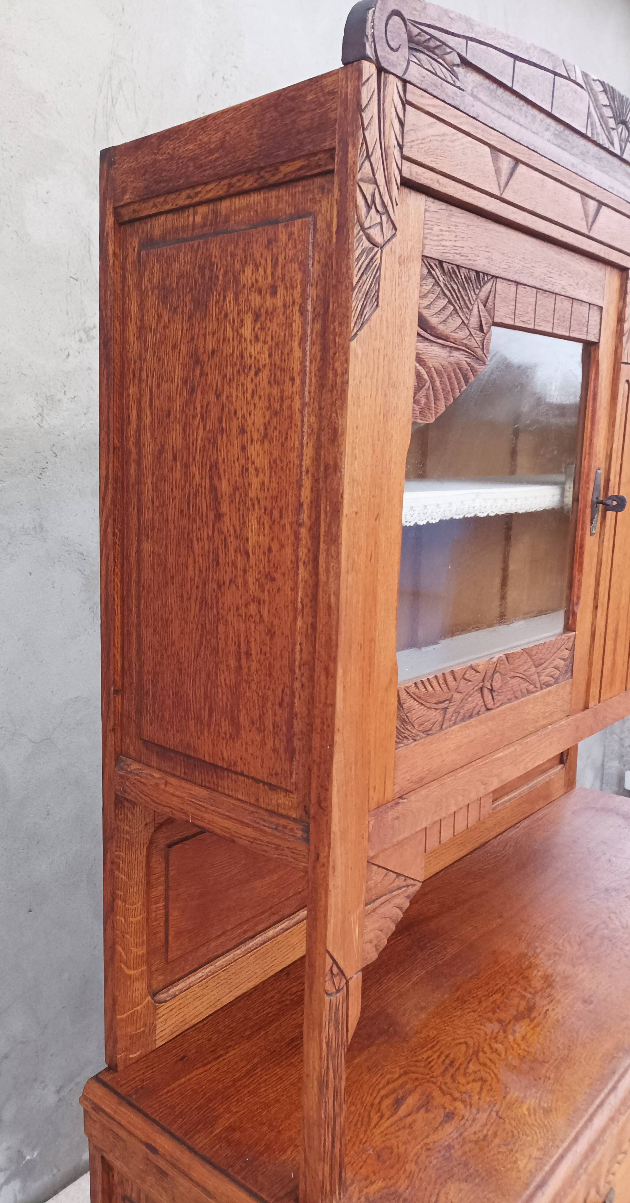 Art Deco period carved oak sideboard