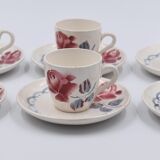 6 cups and under coffee cups Digoin Sarreguemines décor Cannes