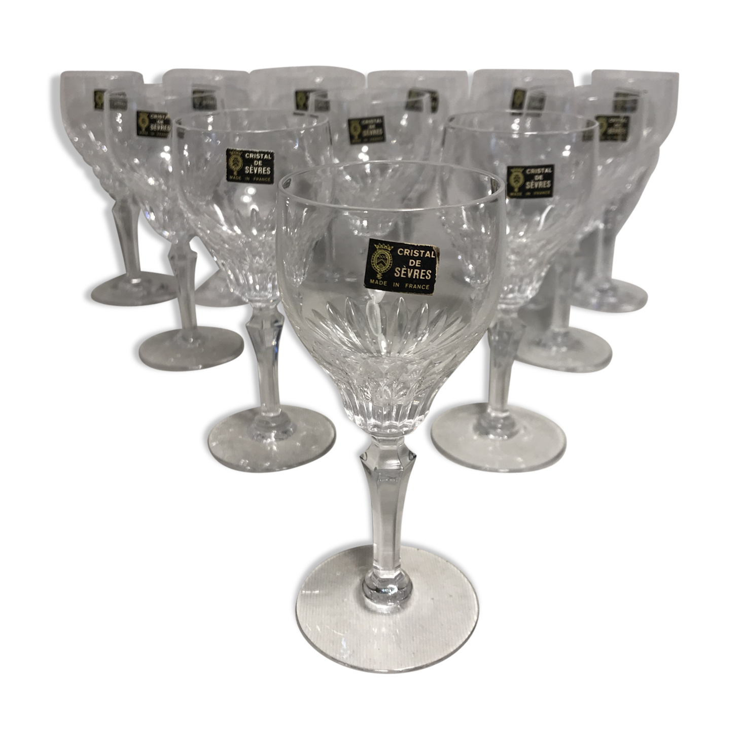 Set of 12 crystal port wine stemware of sevres France