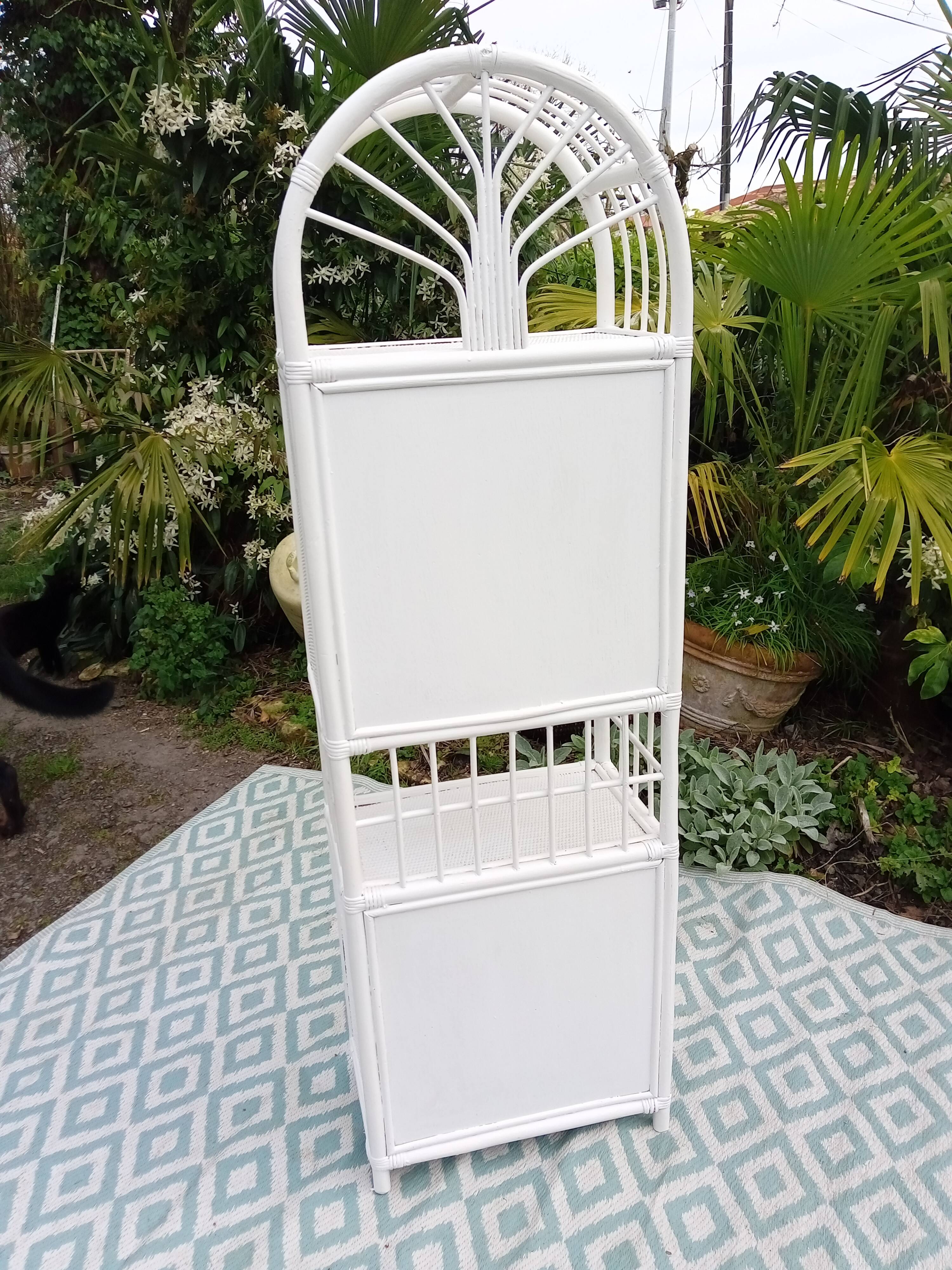 White rattan shelf