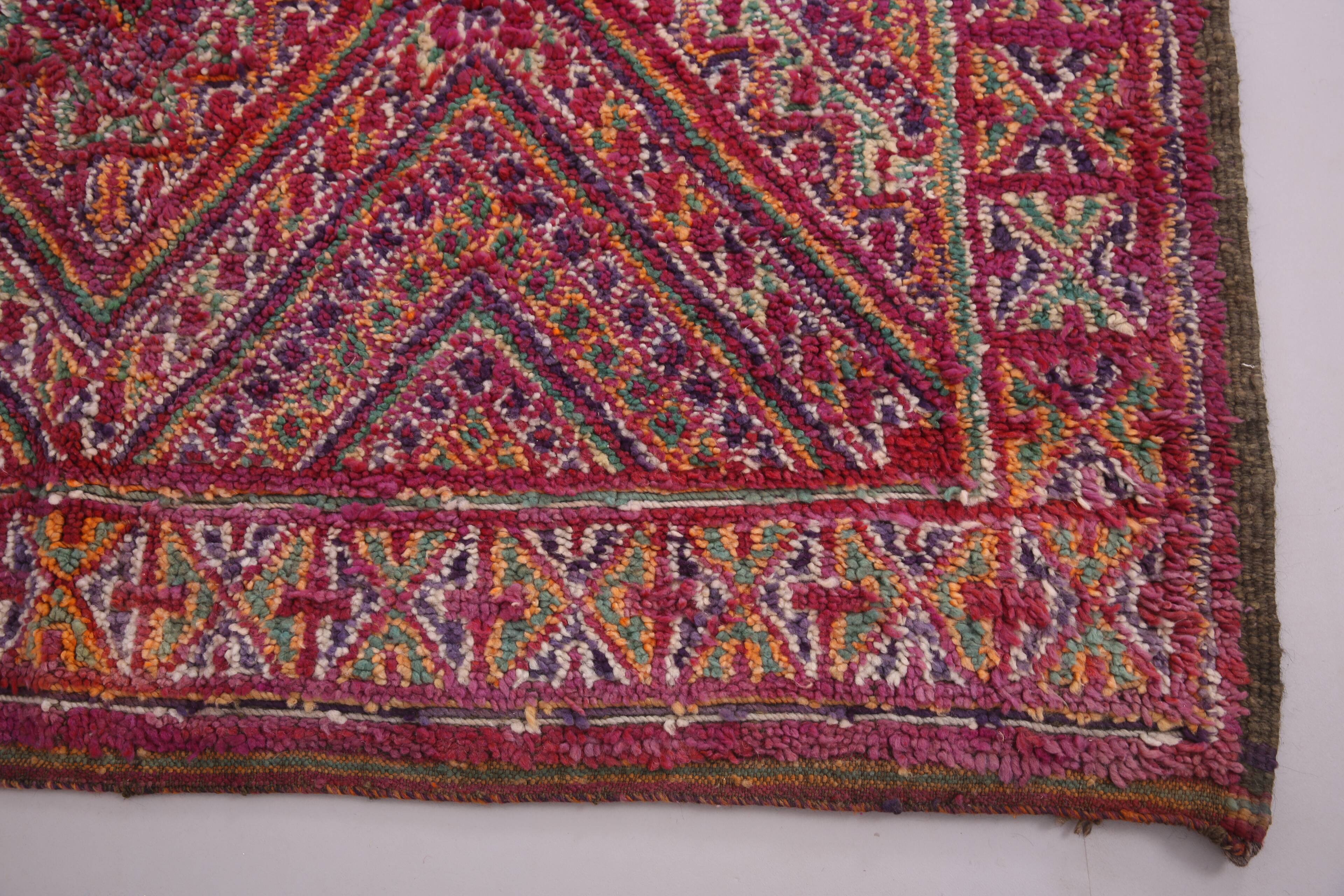 Vintage Moroccan Rug 203 x 340 cm - Moroccan Rug Purple - Berber rug Old