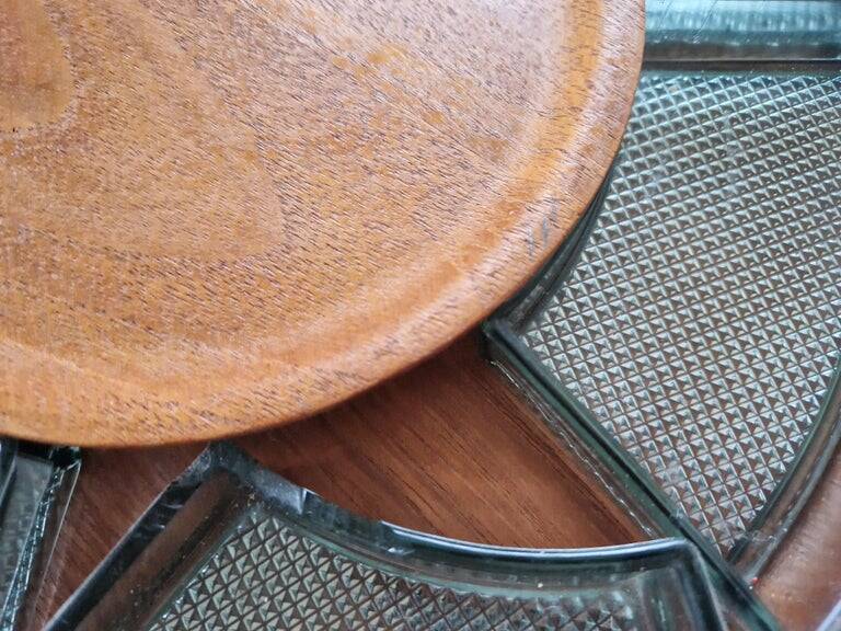 Midcentury Serving Teak and Glass Plate, Sweden, 1970s