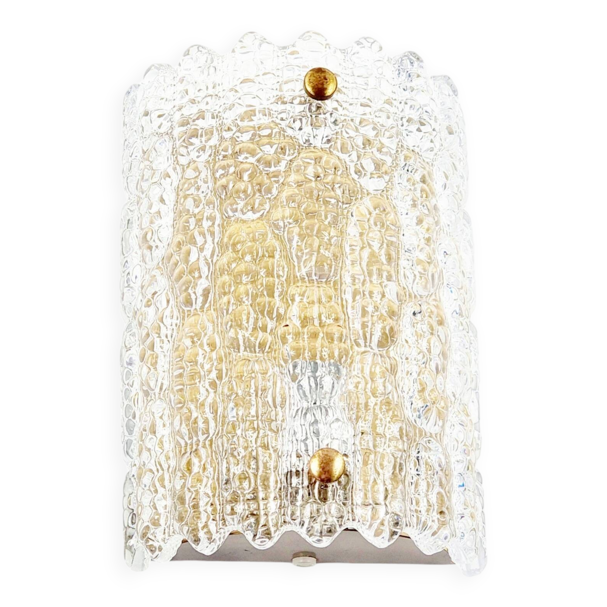 Mid-Century Scandinavian Glass & Brass Wall Light by Carl Fagerlund for Orrefors, Sweden, 1960s