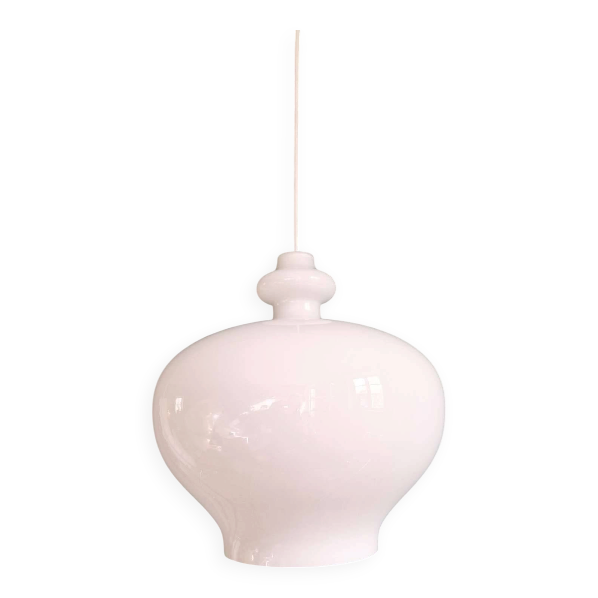 Large Scandinavian suspension light in white opaline, H.A. Jakobsson, 1960
