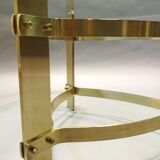 Table basse années 70  forme libre laiton et verre