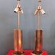Large pair of 70s gold metal table lamps