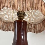 Ceramic lamp with hooked lampshade