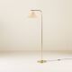Danish brass floor lamp with Le Klint shade, 1970s