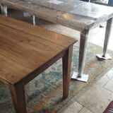 Solid oak farmhouse table with two-plank top