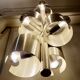 Chandelier with 7 lights in brushed aluminum, Italy 1970 Vintage