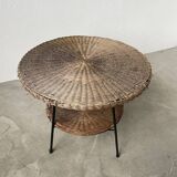 Round wicker coffee table from the 60s
